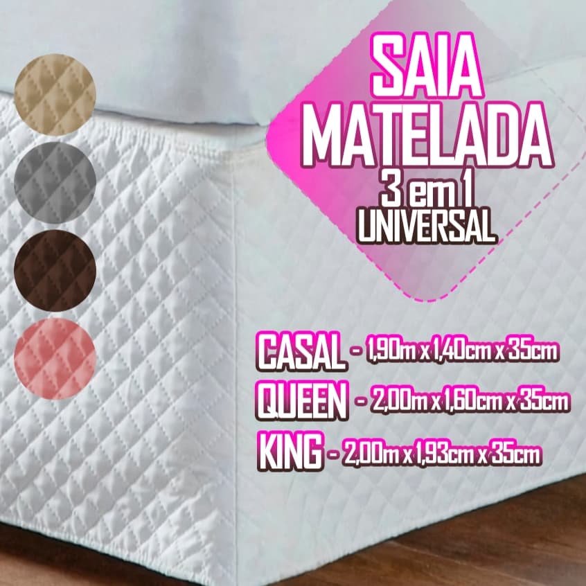 Saia 3 Em 1 Com Regulagem Ajustável Cabeceira Cama Box Colchobox Matelada Casal Queen King