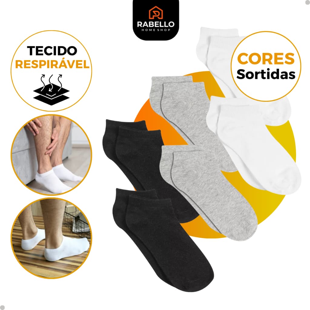 Meias Cano Alto Curto Soquete Unissex Algodão Premium Confortável Respirável