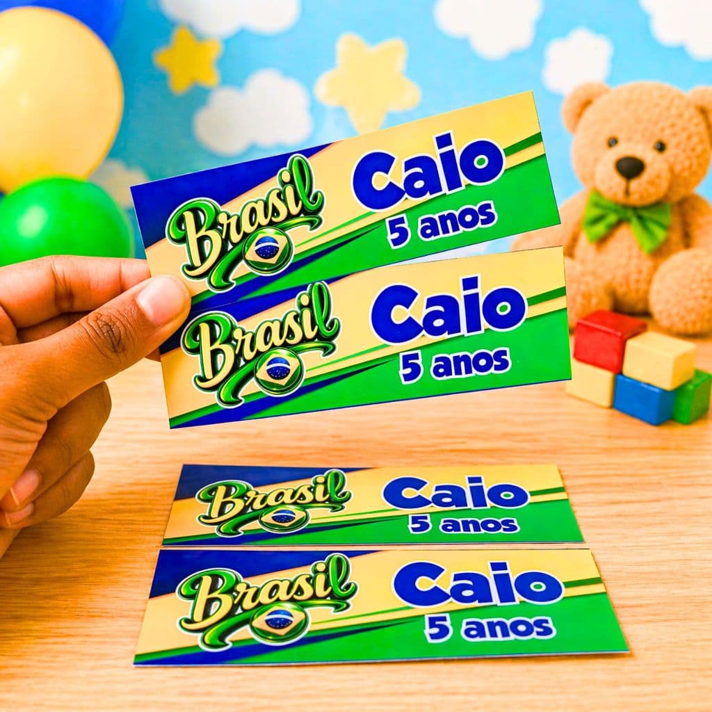 Adesivo para Marmitinha Copa do Mundo  Brasil Personalizado | Lembrancinha Festa Infantil Futebol | Tema Copa do Mundo