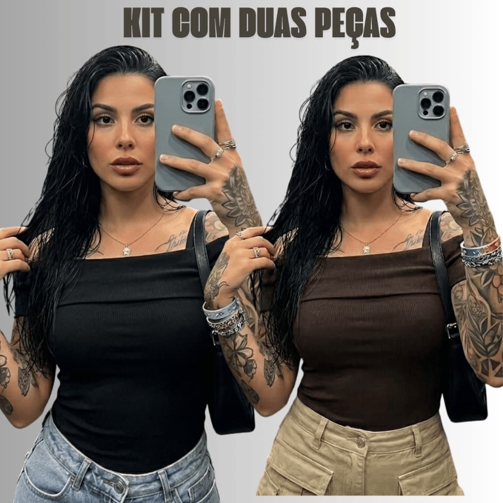 Kit 2 Blusas Ombro a Ombro Ciganinha Tomara que caia Canelada Ribana Premium Sem Manga