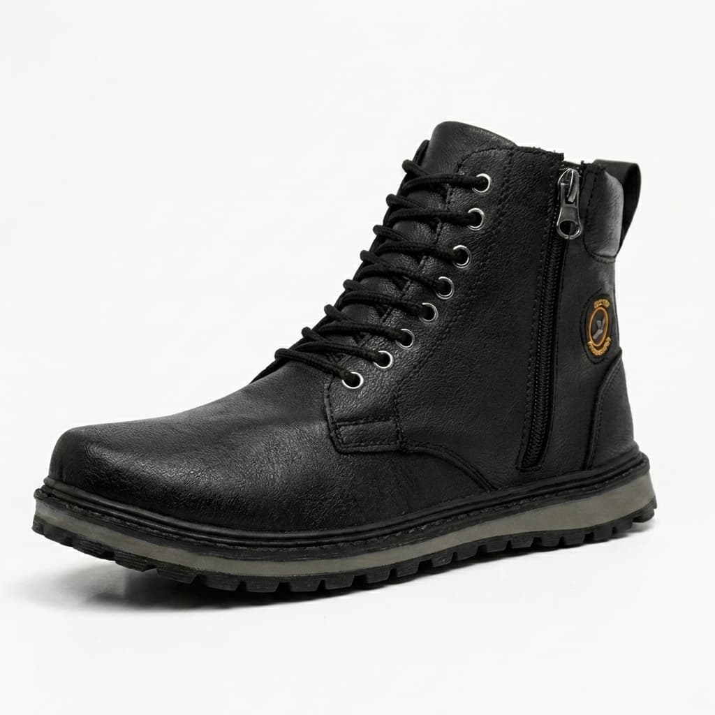 Bota Coturno Masculina Urbana Preta Confortável para o Dia a Dia