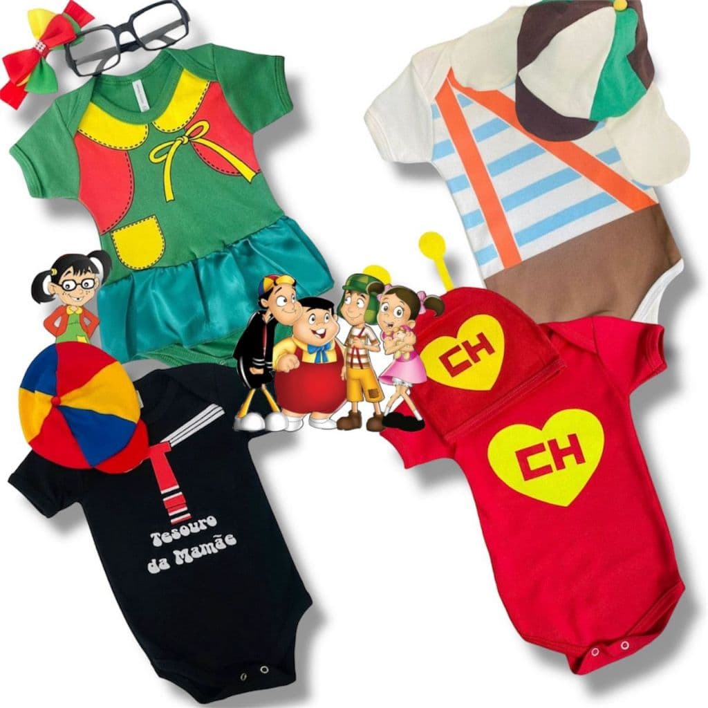 Kit Body Bebê Turma do Chaves + Acessório Temático Personagens Diversos Menino Menina Mesversário
