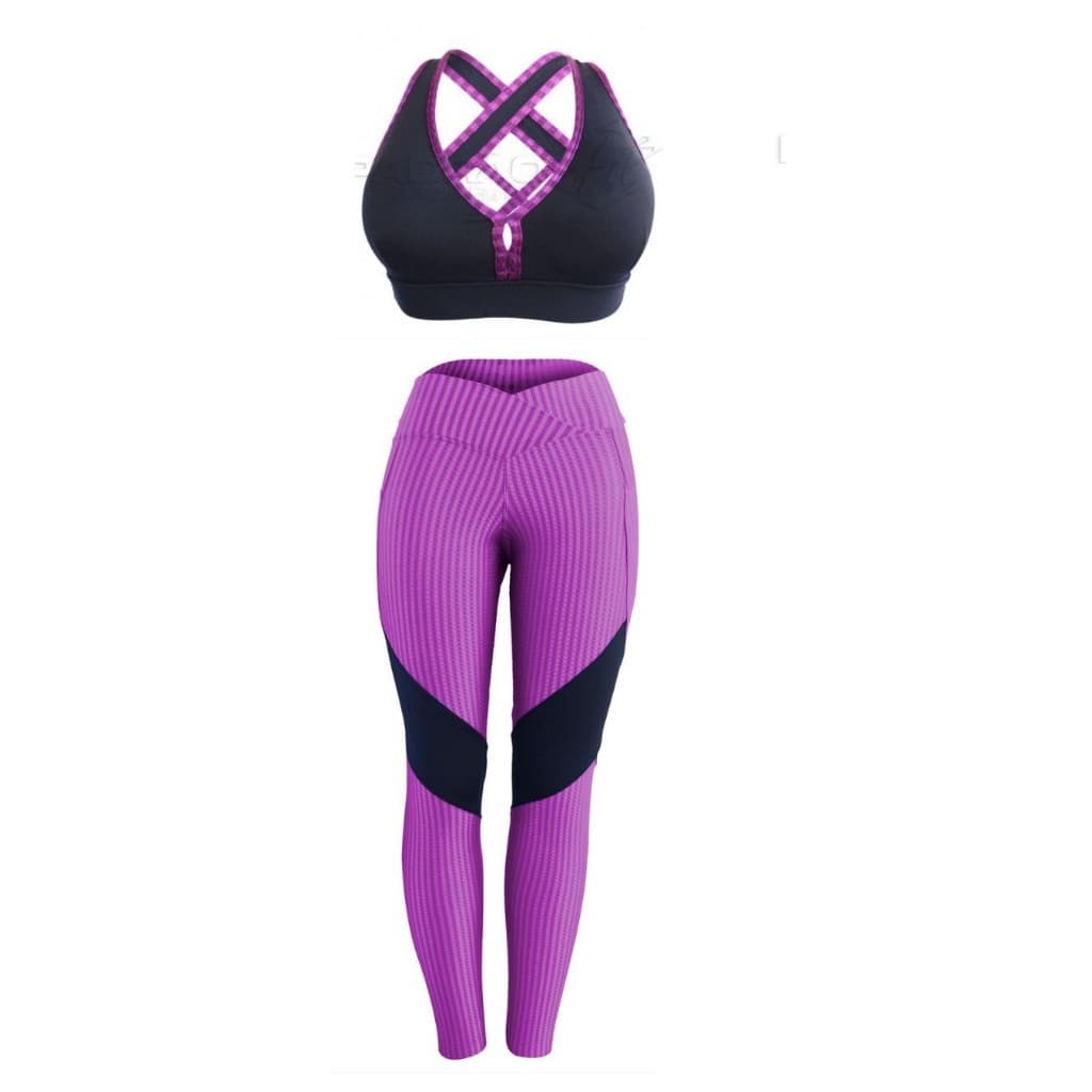 Conjunto Fitness TOP e Calça Fitness com detalhes e TOP cruzado nas costas TAM M