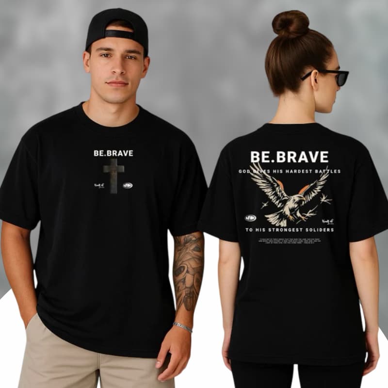 Camiseta Unissex Gola Canelada Street Wear Be Brave Algodão Penteado Conforto Premium