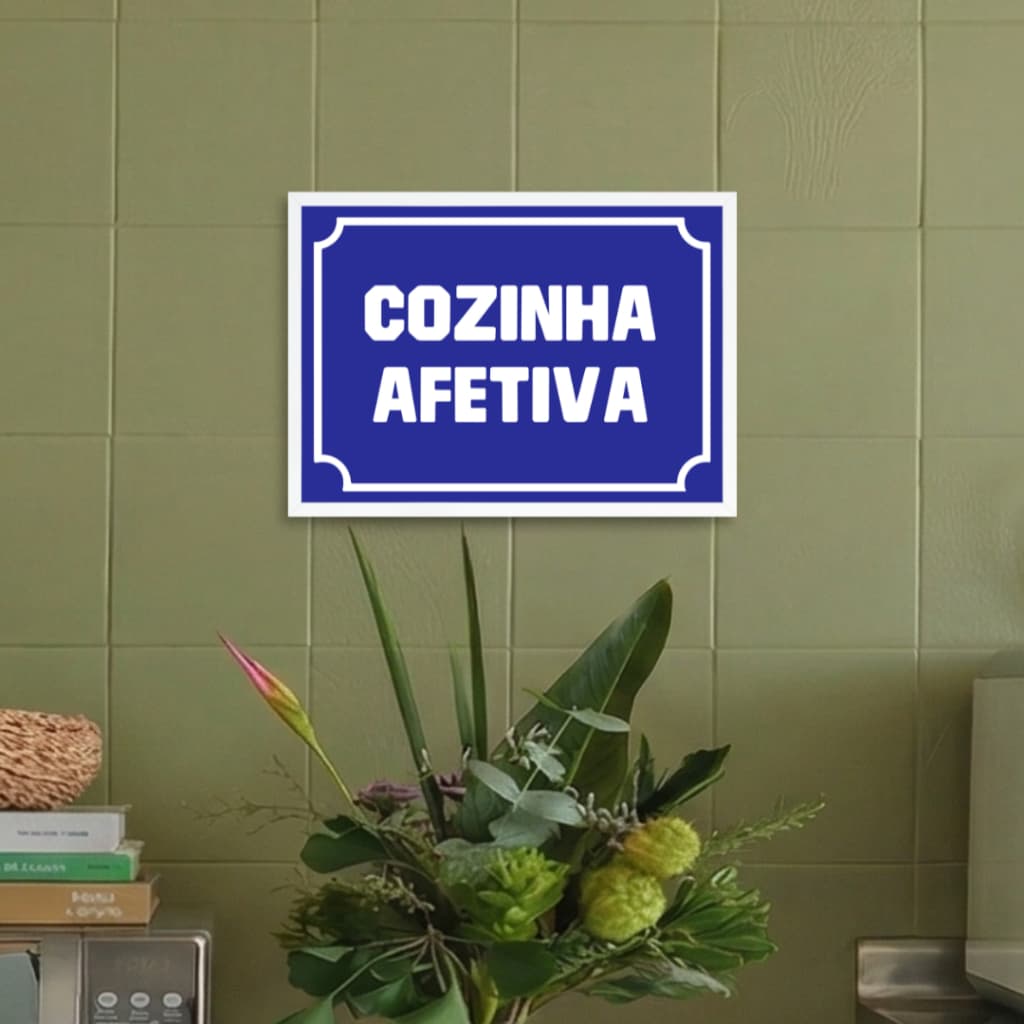 Quadro Decorativo COZINHA AFETIVA Moldura Branca e Acetato Tamanho A4 Decoração Design Autoral