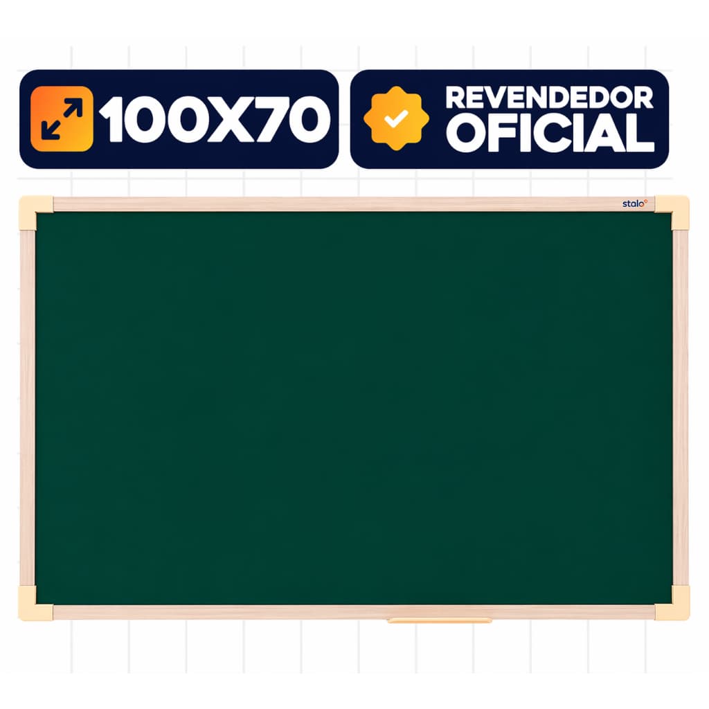 Lousa Quadro Verde Escolar 100x70cm Moldura Madeira Carvalho Porta Giz Apagador Sala Aula Stalo