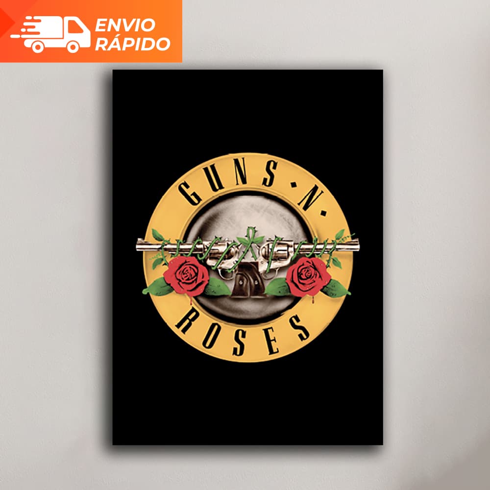 Quadro Decorativo Guns N Roses Rock MDF adesivado Música Poster Quarto Sala Estúdio Fita Dupla Face