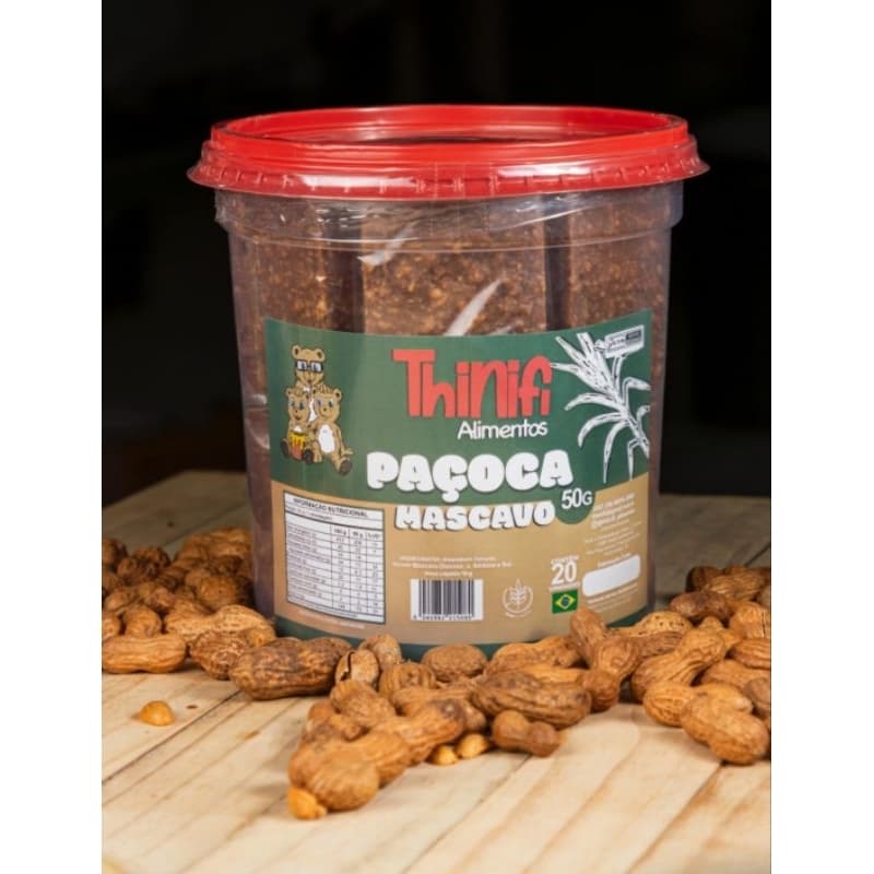 Doce de Amendoim Mascavo Paçoca com  Açúcar Mascavo Premium Alta Qualidade 1 kilo tabletes de 50 g