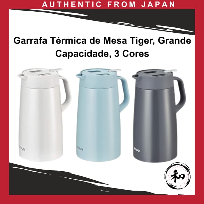 Garrafa Térmica de Mesa Tiger, Grande Capacidade, 3 Cores [Direto do Japão]