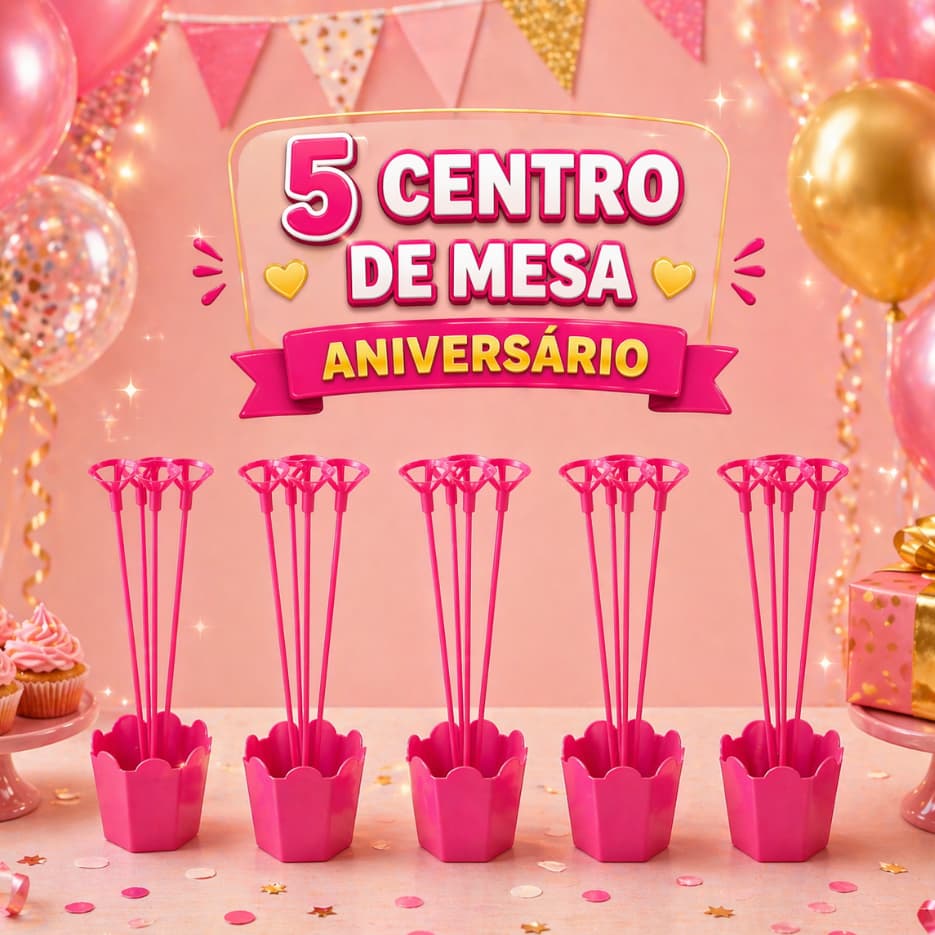 Cachepó Com Pega Balão Para Decoração De Mesas E Festas Suporte Para Bexigas