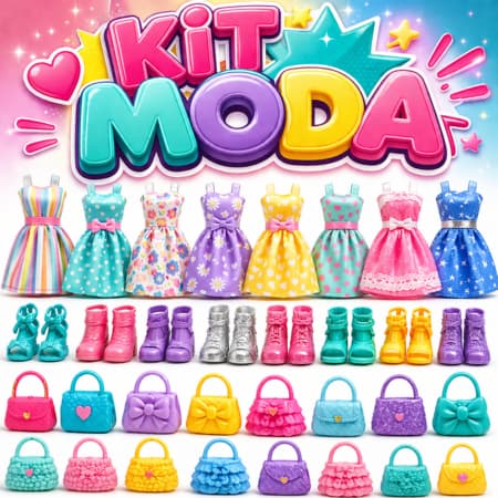 Roupas Para Bonecas, Kits Moda Com Vestidos, Bolsas e sapatinhos.
