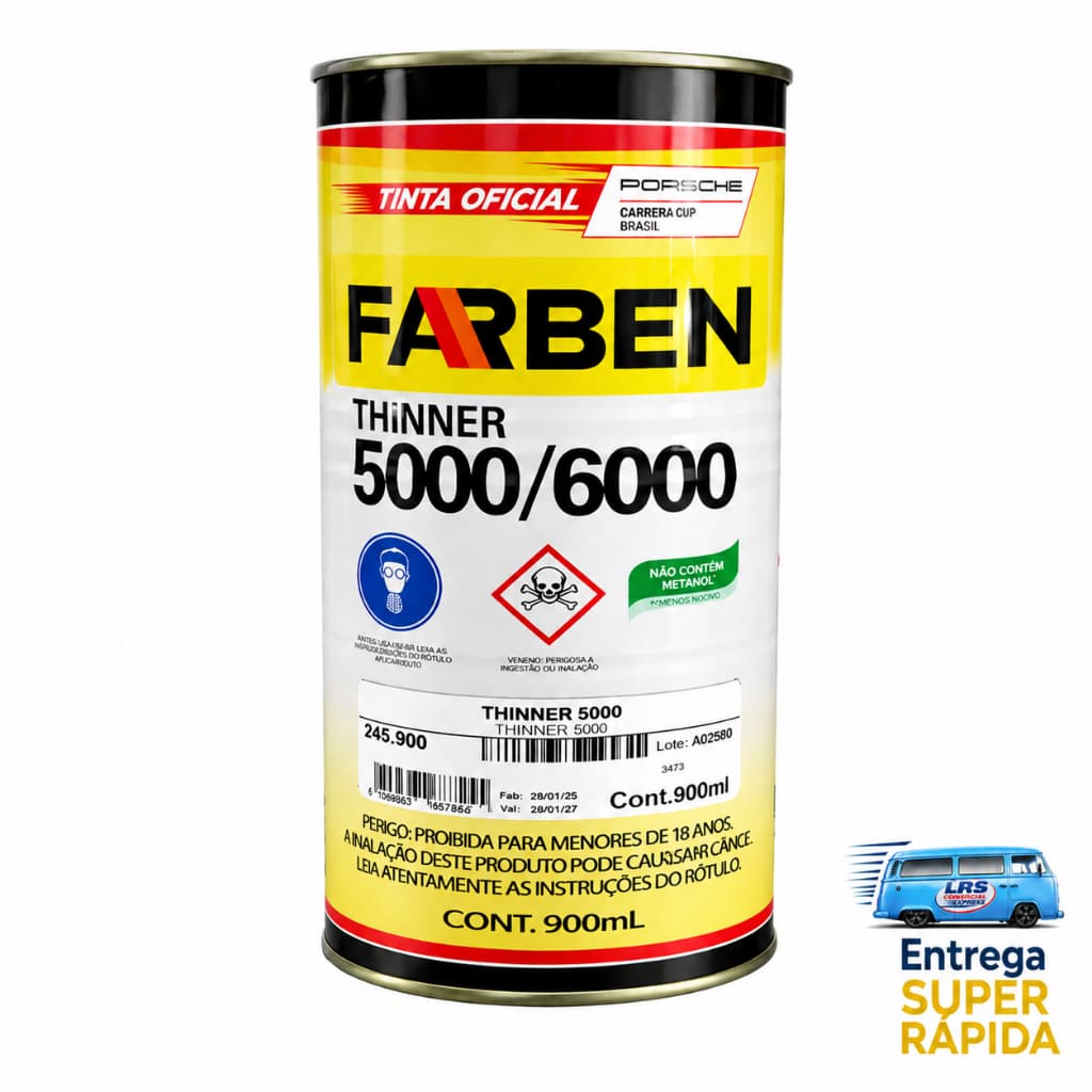 Thinner Farben 900ml 5000/6000 Automotivo Profissional Alta Qualidade Limpeza