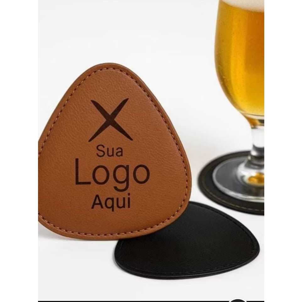 50 Porta Copos Couro Sintetico Luxo Para Sua Mesa + Logo