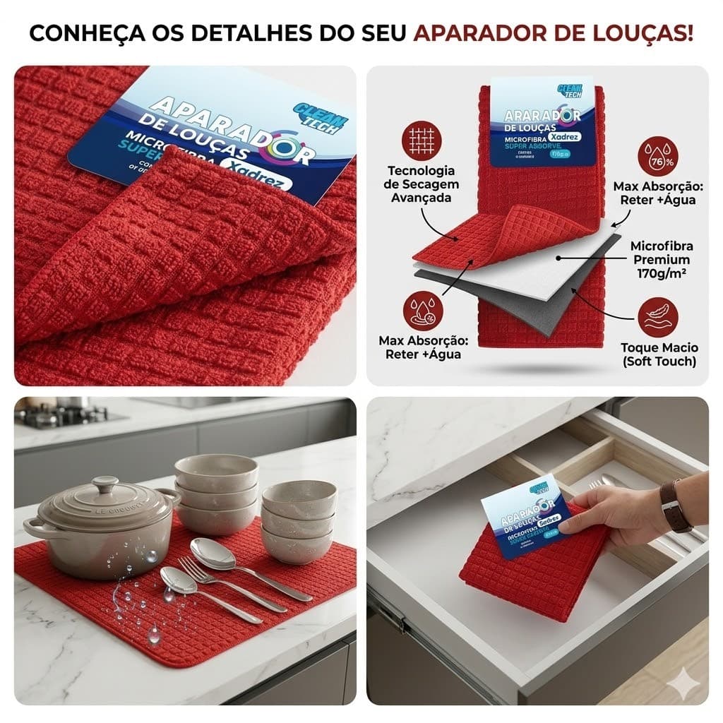 Tapete Aparador Escorredor Louca Microfibra Super Absorvente Secagem Rapida Antiderrapante Sortido