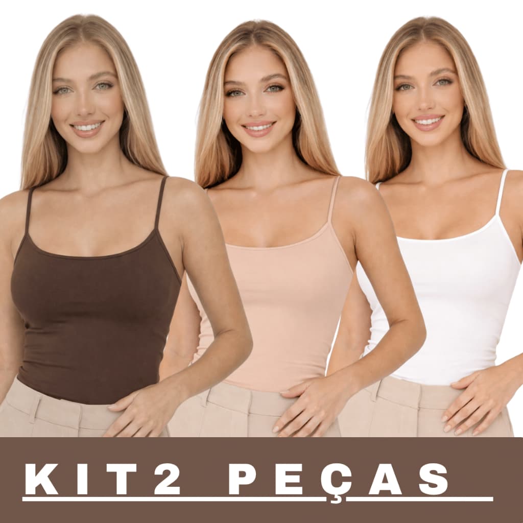 kit 2 Regata Cropped Feminino De Alcinha Fina Tube Moda Básico Para verão e Academia Marrom e Preto