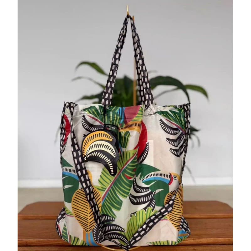 Bolsa Com 2 Alça + Chaveiro Porta Moeda Banana Farm Rio 1 Unidade Tactel 41cm x 7cm x 21cm