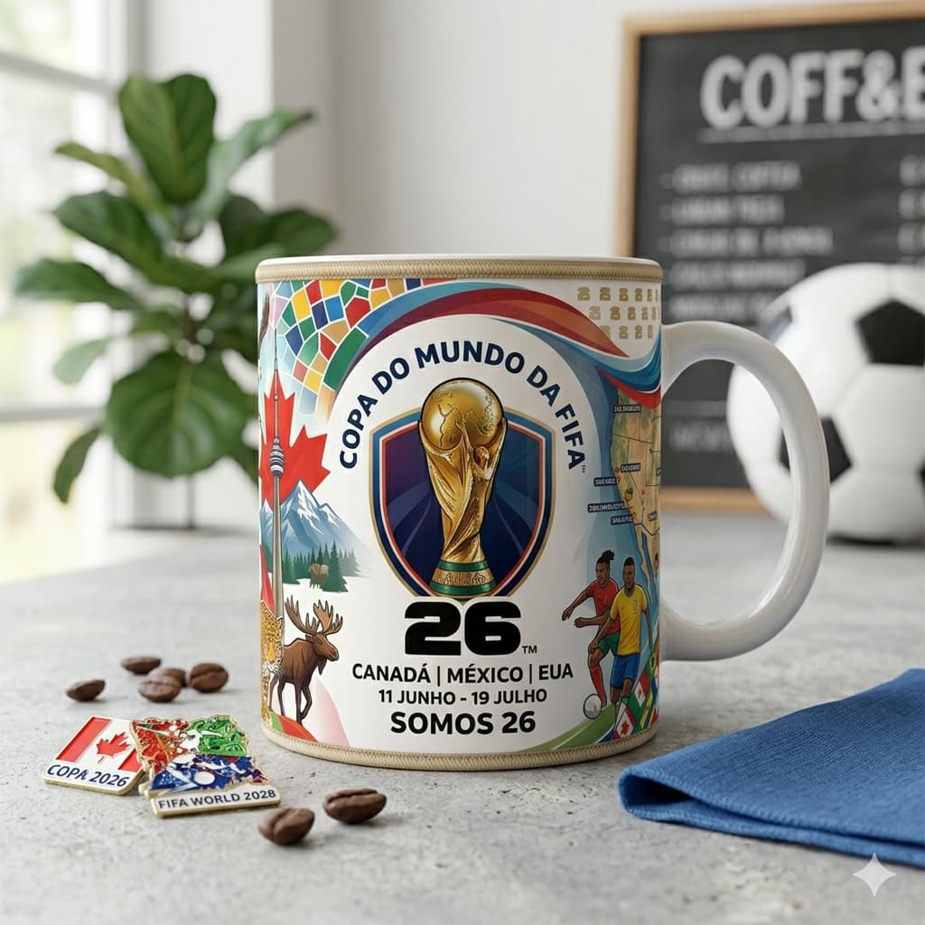 Caneca Personalizada Copa Do Mundo 2026 Torcedor - Brasil Seleção Futebol - Café e Decoração Presente