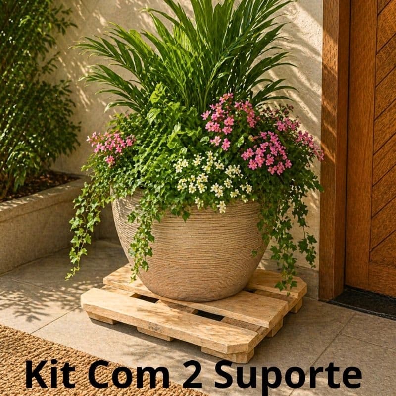 kit Com 2 Suporte Com Pés para Vasos Galão de Água Botijão de Gás  Madeira Reflorestamento Super Resistente  Rústico