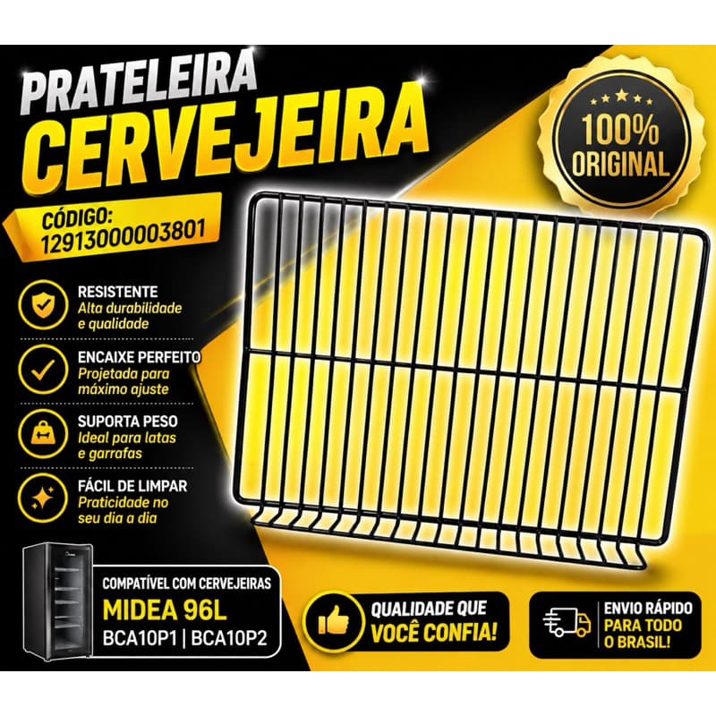 Prateleira Cervejeira Midea 96L Original | Grade Resistente BCA10P1 / BCA10P2 | Código 12931000003801