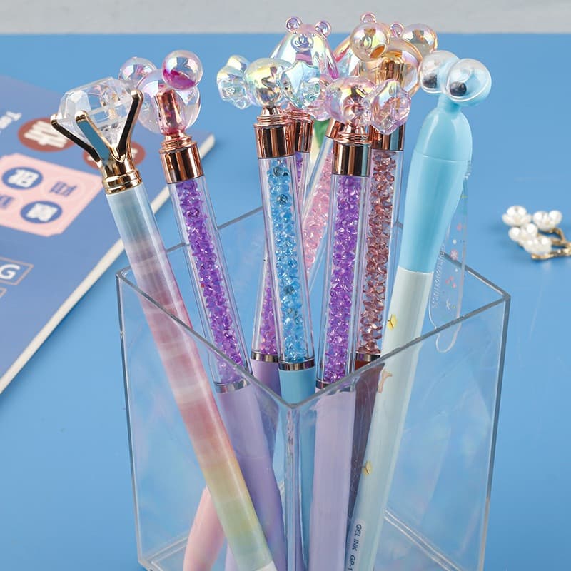 Kit de 3/6/9/12 peças Caneta em Gel ponta fina 1.00MM Cristal Luxo Com Diamante Tinta Azul