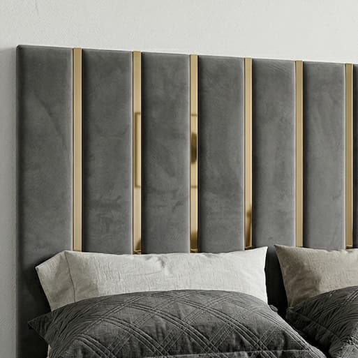 Kit 11 Cabeceiras Grandes Estofadas Modular com Detalhe Espelhado Dourado 90x16cm