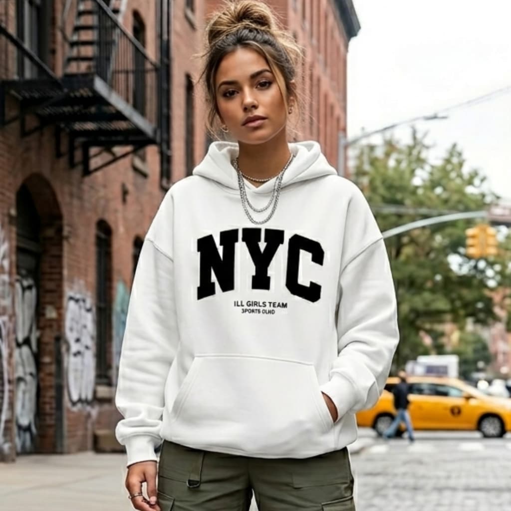 Blusa de frio Moletom Feminino masculino Casaco de Inverno Casaco de frio Moletom Branco Blusão NYC Bolso Capuz Cinza