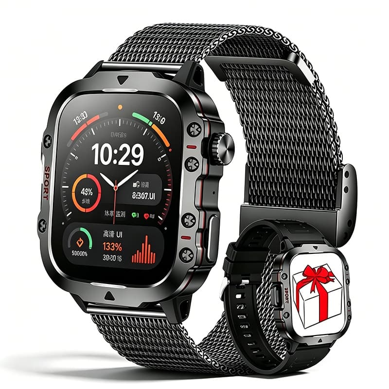 Relógio Inteligente Masculino 2026 Premium, Aço Inoxidável Preto, À Prova D’água, Ideal para Uso Outdoor e Diário