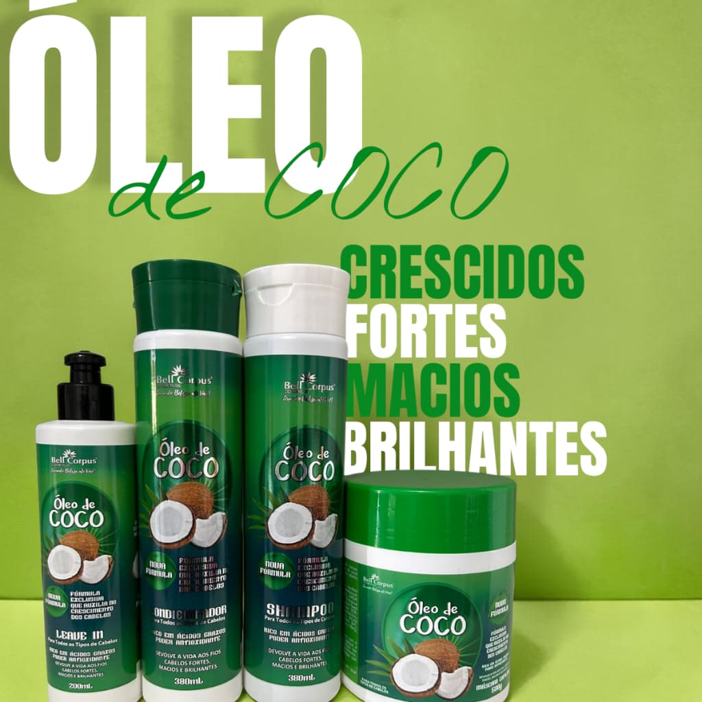 Kit Óleo de Coco Hidrataçao Capilar Shampoo e Condicionador Máscara de Cabelo e Leavin BellCorpus
