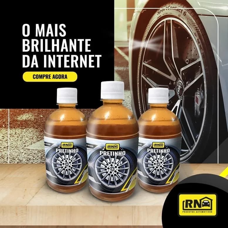 Kit 3 Pneu Pretinho Baba de Camelo Ideal para Limpeza e Brilho de Pneus 500ml