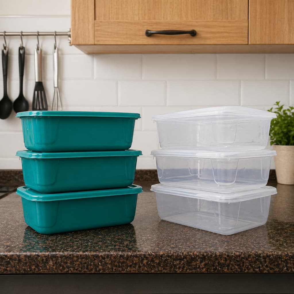 Potes Plástico 4L Resistente Com 3 Unidades Organização Cozinha Geladeira
