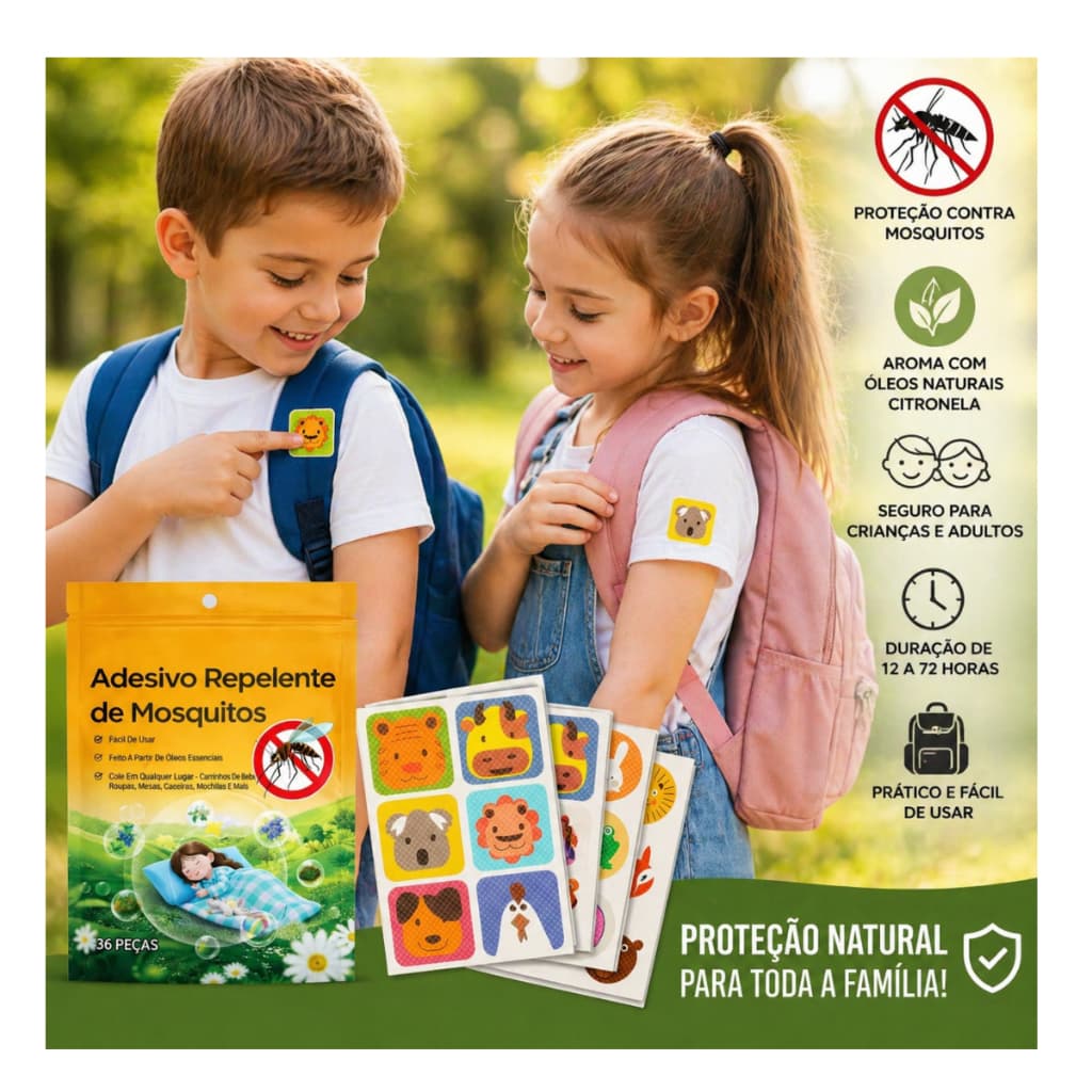 Adesivos Repelentes de Mosquitos e insetos kit com 36 unidades – Proteção Prática e Sem Contato com a Pele!