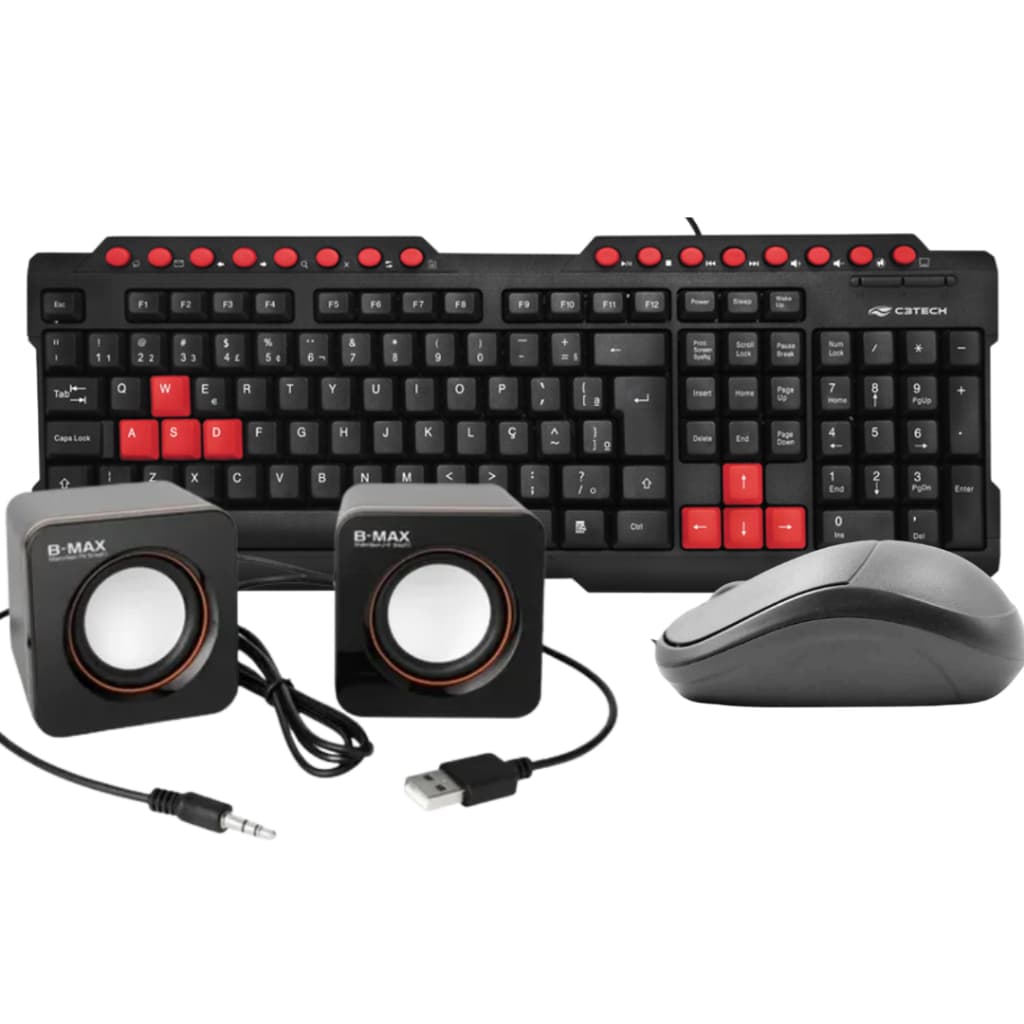 Kit Completo Teclado Gamer + Mouse Original C3 Tech + Cx Som