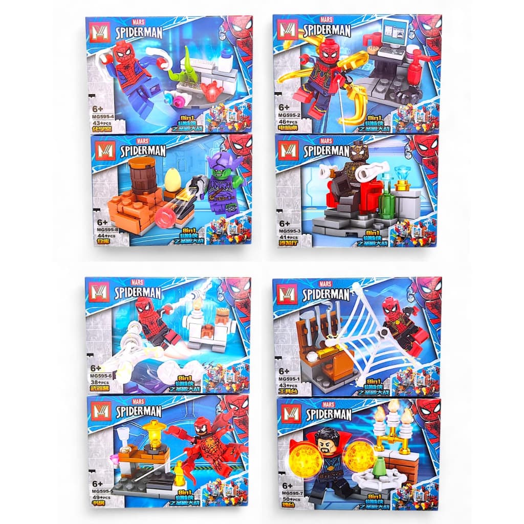 Kit 2 Blocos de Montar Aranhas Mini Figuras Heróis C/ Manual