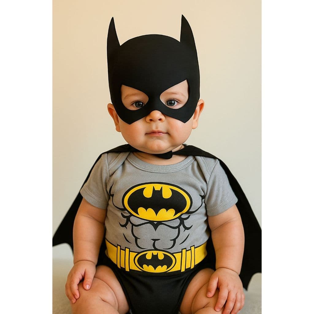 Body Bebe Mesversario Fantasia Infantil Menino Herói Batman & Robin