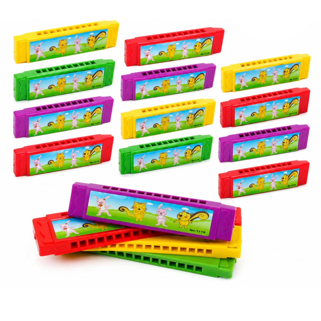 Kit 20 Gaita Infantil Iniciantes Brinquedo Sopro Educacional Prenda Desenho Boca Instrumento Musical