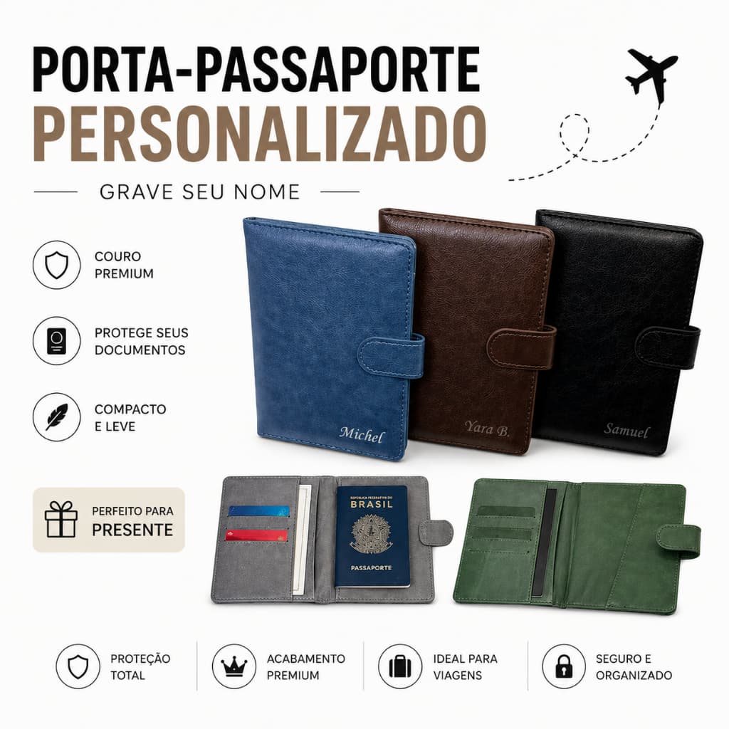 Porta Passaporte Capa para Passaporte Documento Viagem Porta Cartão