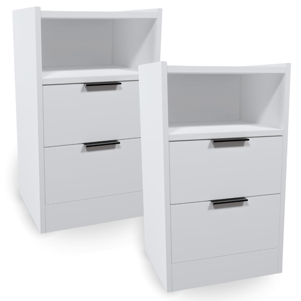 Kit Mesa De Cabeceira Com Nicho 65x30cm MDF - 2 Uni. Branco Com Fundo - Voxa Móveis