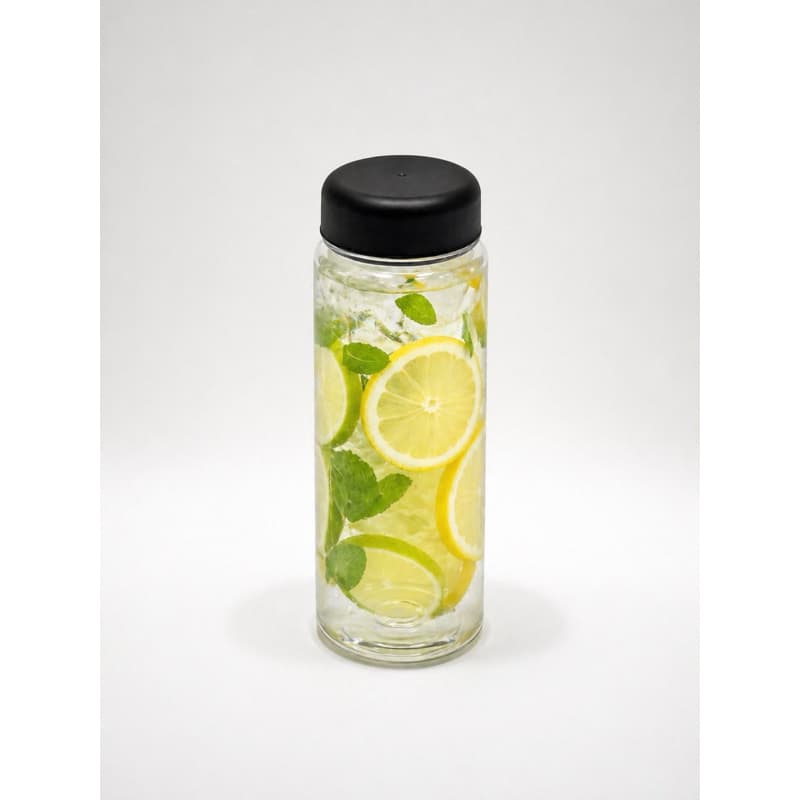 Garrafa De  Plástico Transparente Com Tampa Preta 500ml 7093