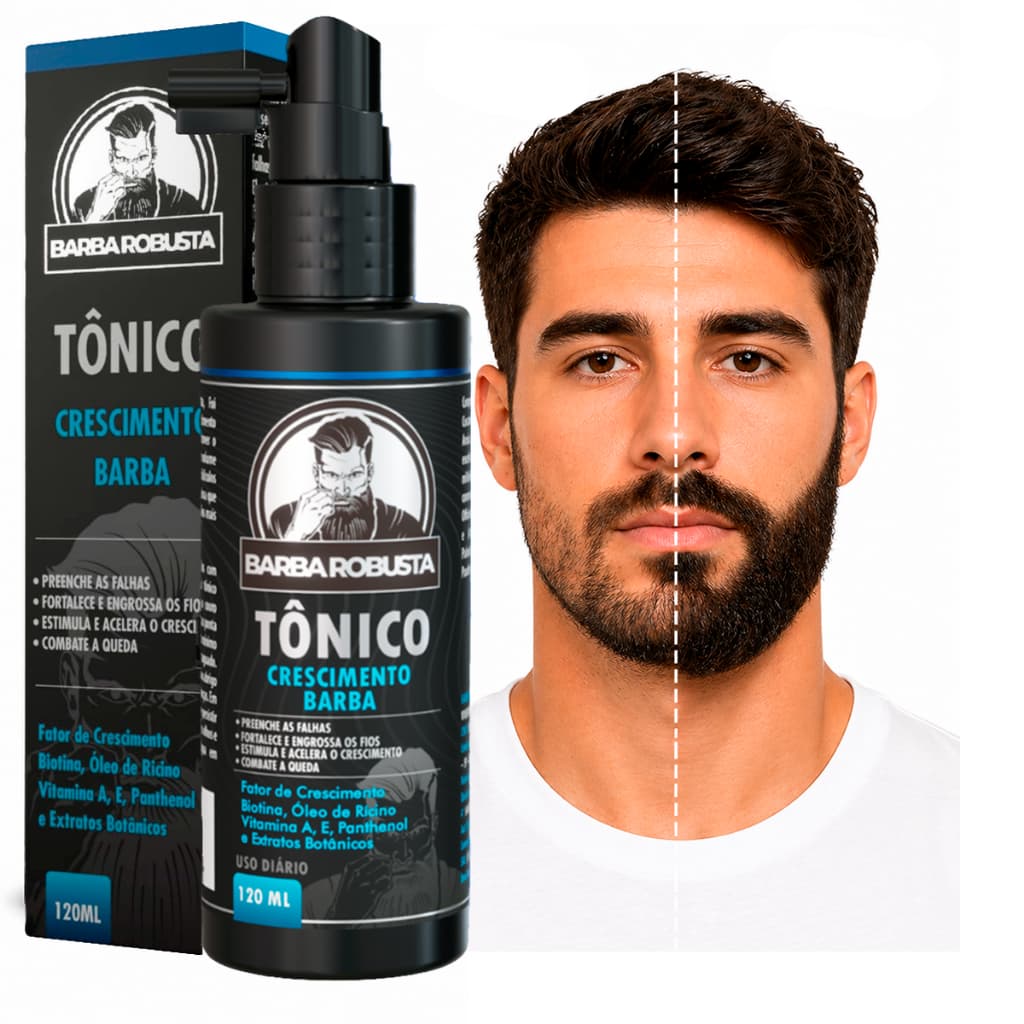 Tônico para Crescimento de Barba - Biotina e Óleo de Rícino