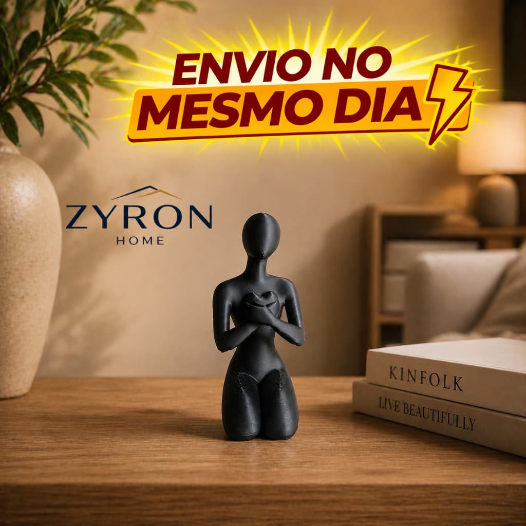 Escultura Decorativa Boneco mão no Coração – Estátua Minimalista para Sala, Rack, Escritório