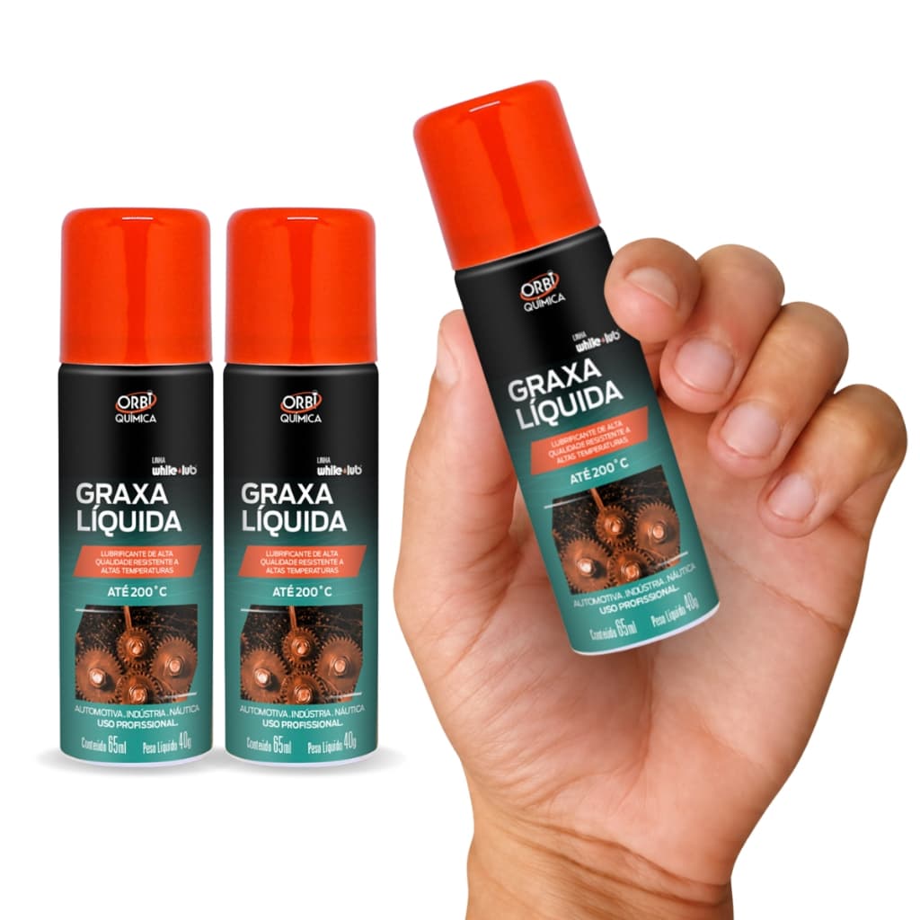 Kit 3 Lubrificante Spray Graxa Líquida Fácil Aplicação Multi Uso Automotivo Doméstico Industrial