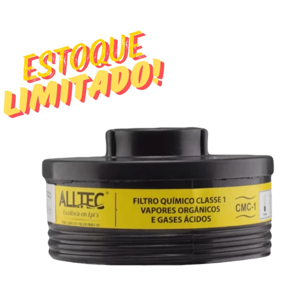 Filtros Quimicos Máscara Respirador 1/4 Facial Mastt Alltec VO-GA Pintura Funilaria Mecanica Oficina