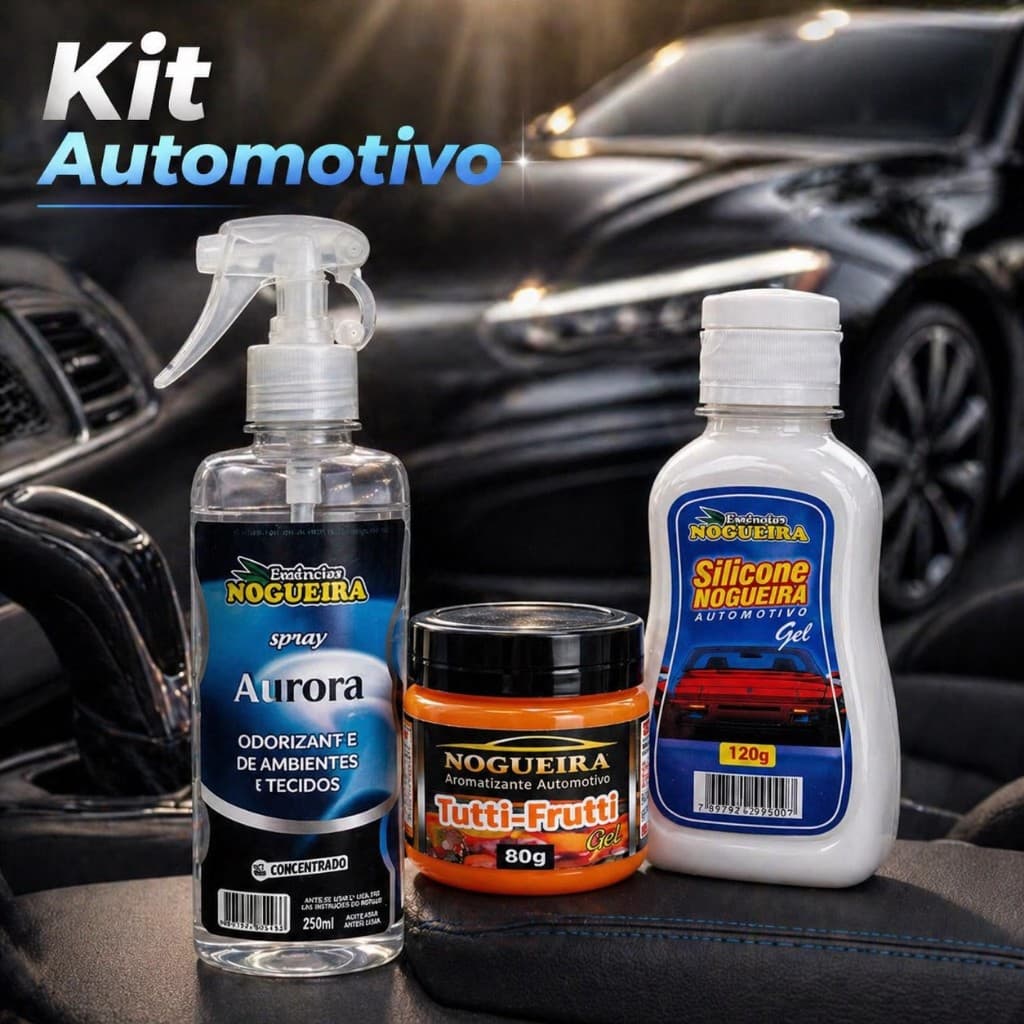 Kit Automotivo Completo: Perfumador Cheirinho + Silicone Gel Painel Brilho e Proteção