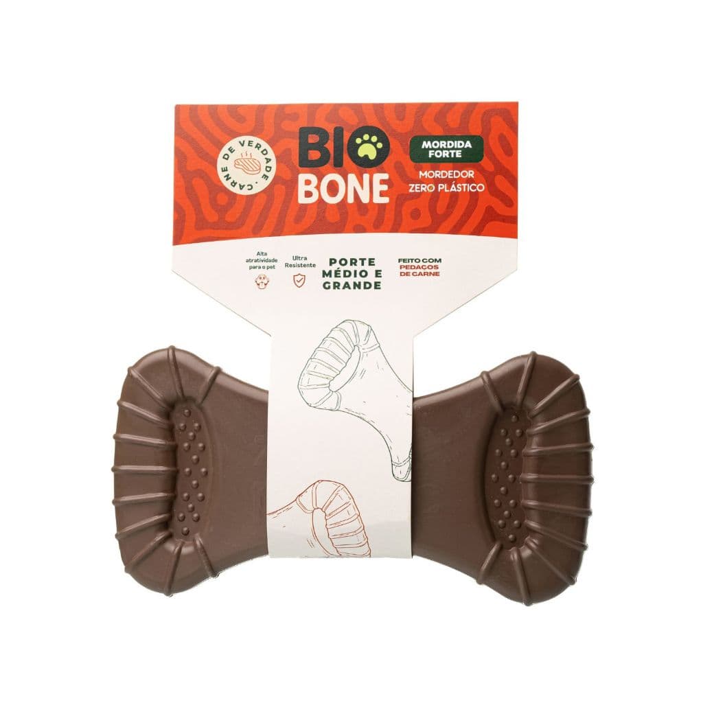 Mordedor Natural Para Cães Biobone Osso Grande Carne Cachorro Pet