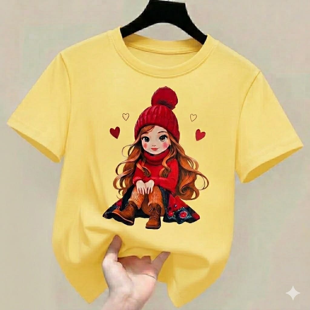 Camiseta Infantil Menina Estampa Fofa Algodão Premium Manga Curta Tendência Moda Kids