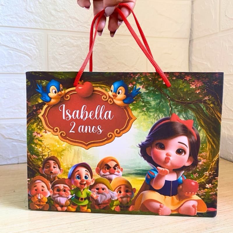 Sacolinha Personalizada Branca de Neve Baby | Sacolinha | Sacolinha de Aniversário | Lembrancinha | Branca de Neve Cute