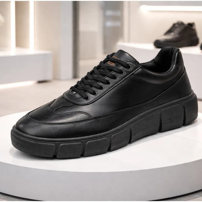Tênis Masculino Preto Plataforma Tratorada Casual Confortável Estilo Streetwear Moda Atual