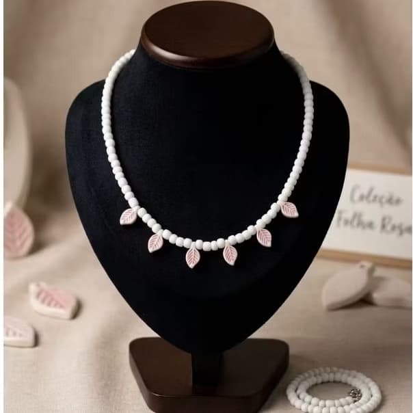 colar choker botanical pink colar feminino