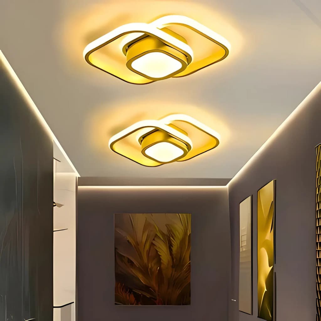 Luminária LED Plafon de Teto Quadrada Dourada 110/220V 30W Moderna Embutir Sobrepor 6000k 4000k 3000k 3 Em 1 Sala Quarto