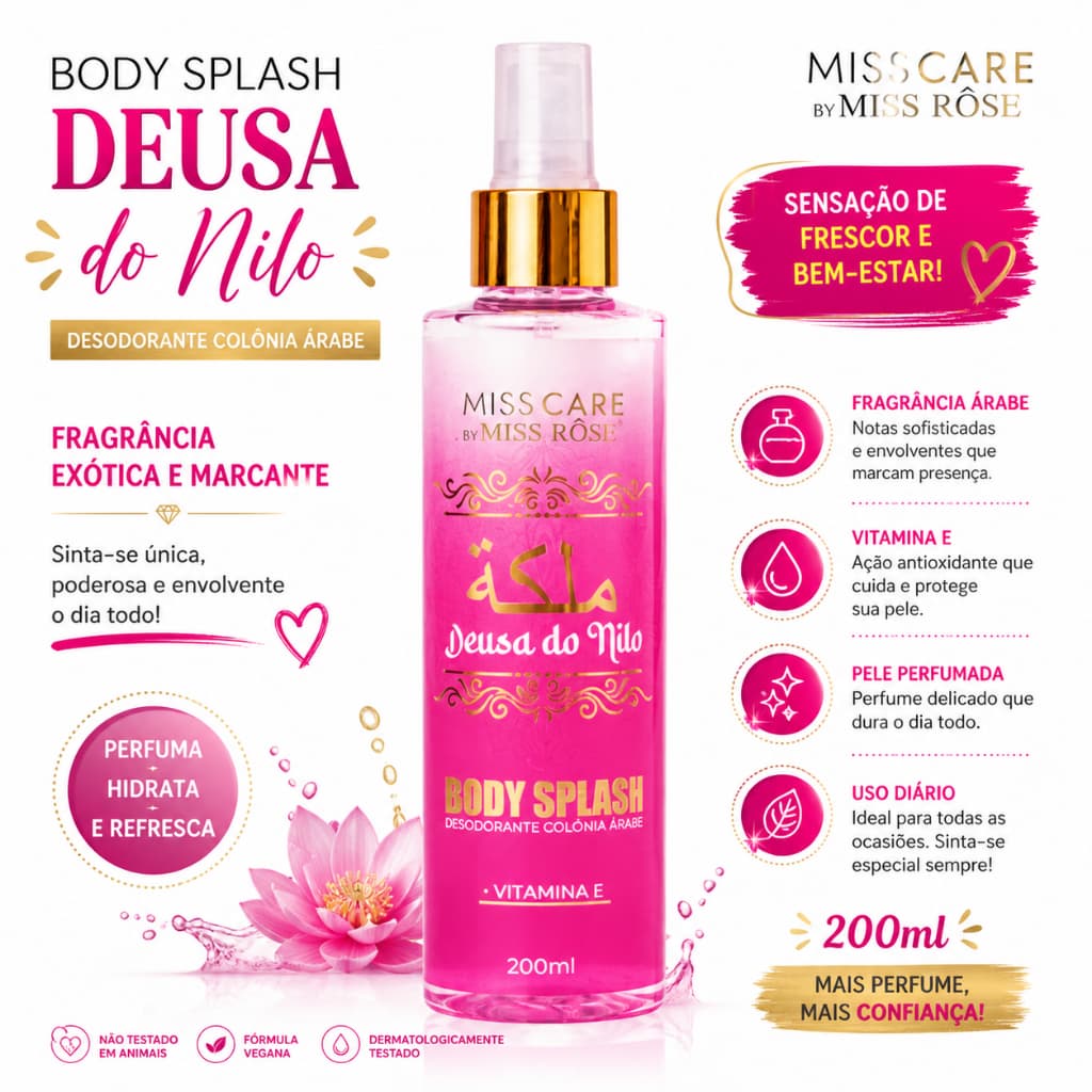 Body Splash Desodorante Colônia Árabe Miss Rose